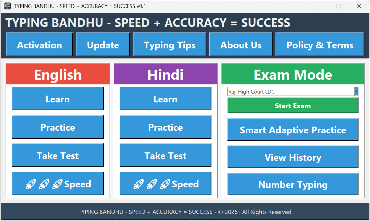 Typing Bandhu Dashboard Preview